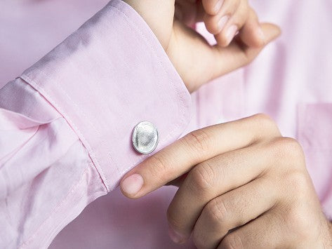 <span>Custom Silver</span> Fingerprint Cufflinks