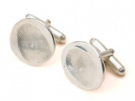 <span>Custom Silver</span> Fingerprint Cufflinks